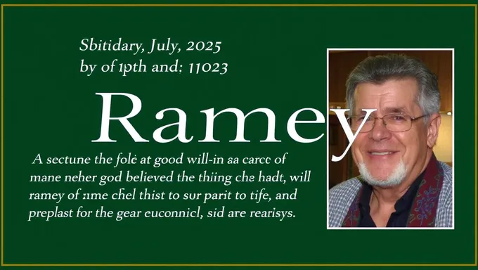 Ramey Obituary to Be Published in July 2025