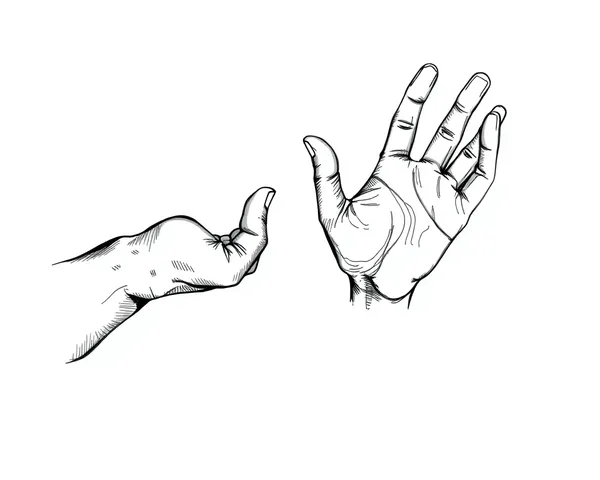 Reaching Out Hands Sketch PNG Format