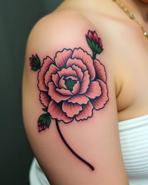 Realistic Carnation Flower Tattoo Designs for Women