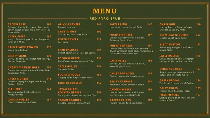 Red Frog Pub Menu 2025 Offers Special Deals