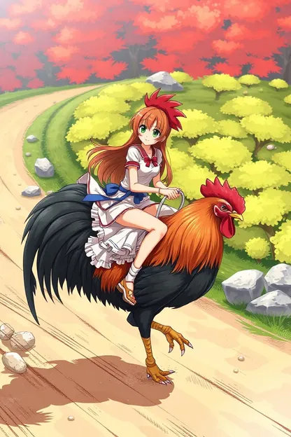 Redhead Anime Girl Riding Cockhorse Ride