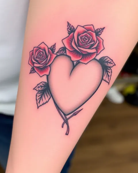 Roses and Heart Designs in Tattoos