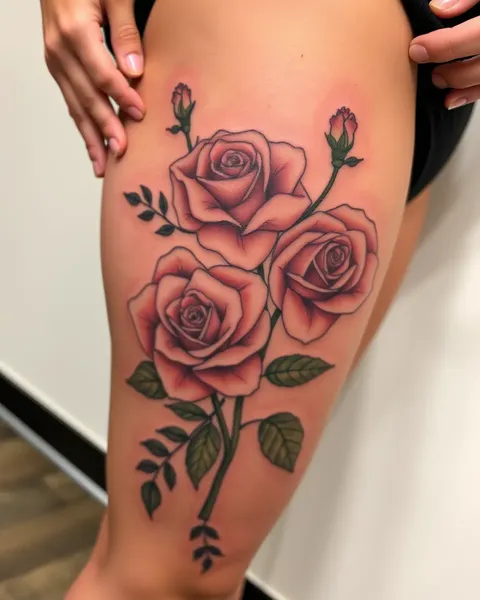 Roses in Thigh Tattoos