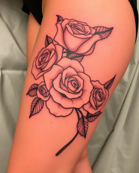 Roses on Thigh Tattoo