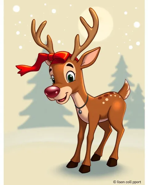 Rudolph Cartoon Images in Beautiful Watercolor Illustrations