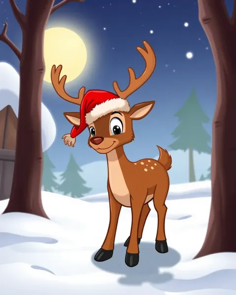 Rudolph Cartoon Images in Classic Christmas Illustrations