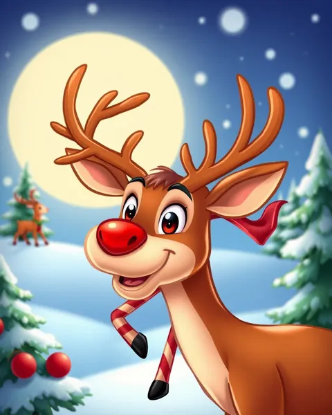 Rudolph Cartoon Images with Joyful and Playful Scenes