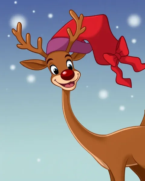 Rudolph Cartoon Images with Whimsical Winter Wonderland Scenes