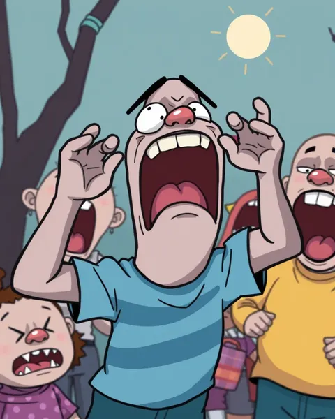 Screaming Cartoon Images Dominate the Frame