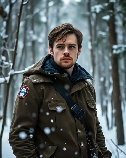 Sebastian Stan appears as Bucky Barnes in a snowy forest landscape.