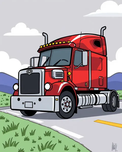 Semi Truck Cartoon Images for Children's Education