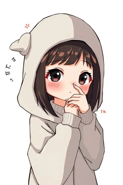 Shy Cartoon Girl's Cute Cartoon