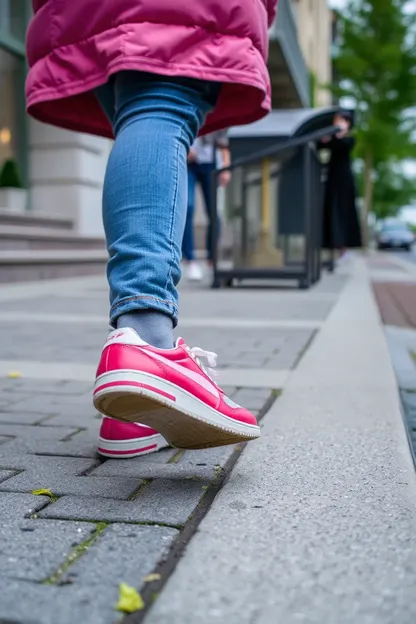 Sidewalk Dilemma: Girl's Shoe Stuck Situation