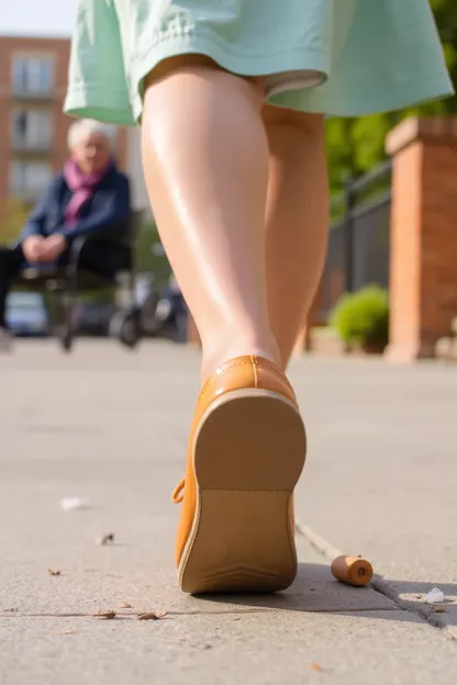 Sidewalk Stuck Girl Shoe Emergency Situation Unfolds