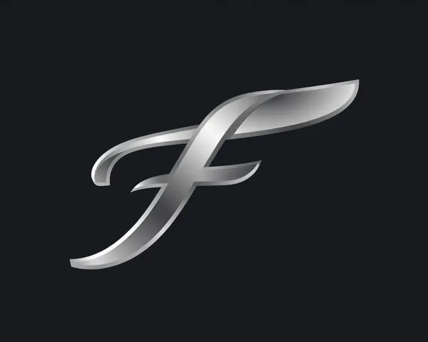 Silver Font Letter F Logo in PNG Style