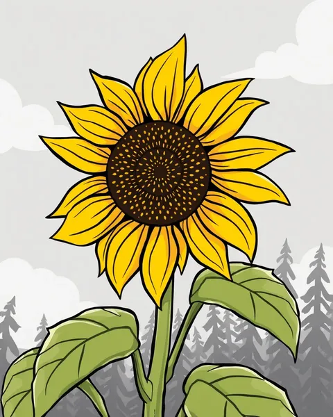 Similar Cartoon Picture of a Sunflower