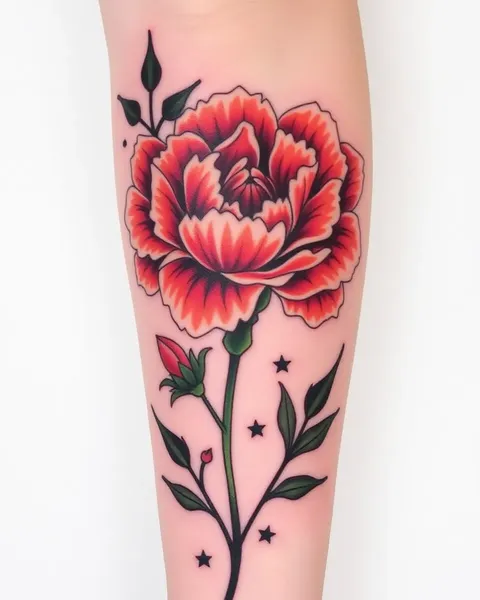 Simple Carnation Flower Tattoo Design Ideas