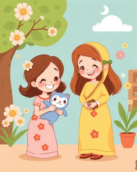 Simple Cartoon Mothers Day Pictures for Kids