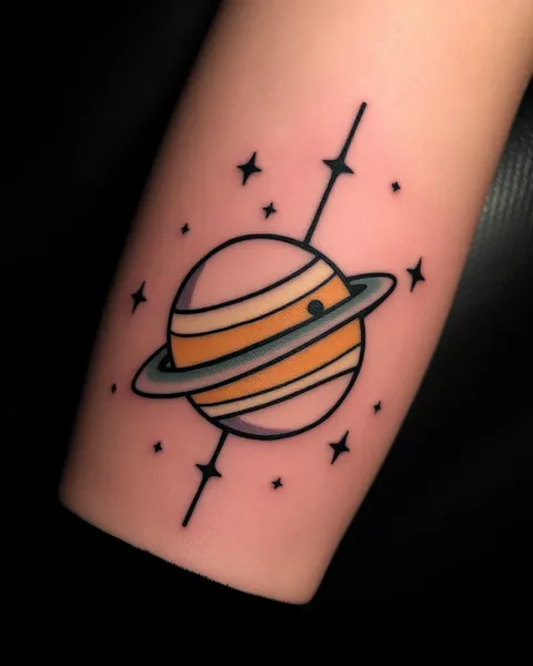 Simple Planet Saturn Tattoo for Beginners