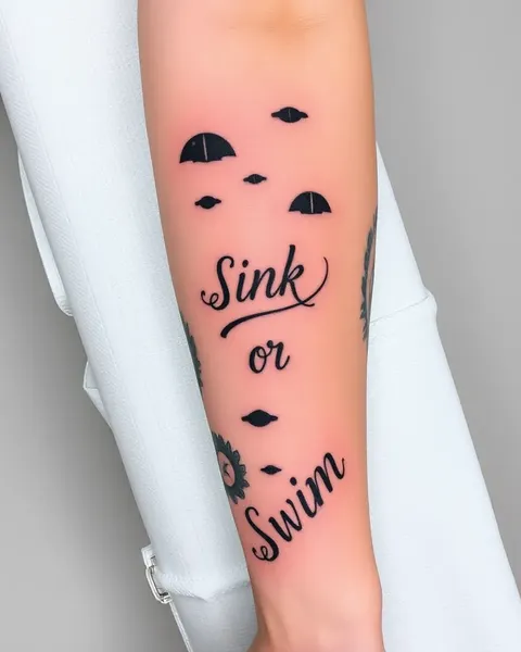 Sink or Swim Tattoo: Inspirational Quote on Sleeve