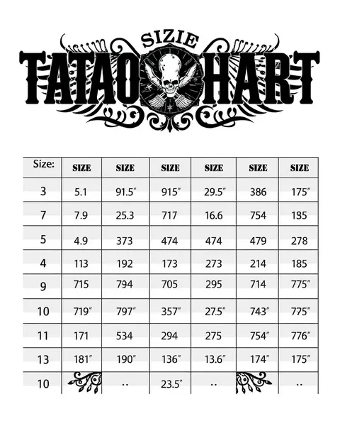 Size Chart for Tattoos: Tattoo Measurement Chart for Designs