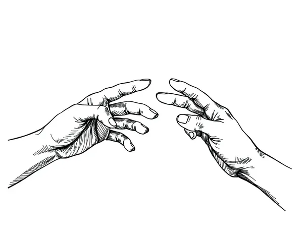 Sketch of Hands Reaching Out in PNG