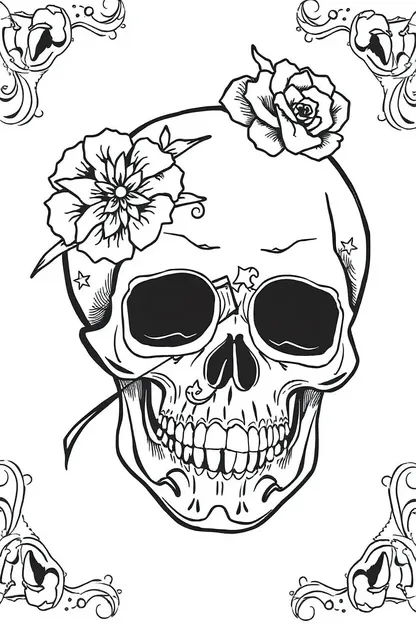 Skull Coloring Pages for Girls with Designs