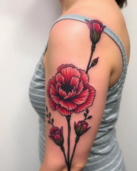 Small Carnation Flower Tattoo Ideas for Women