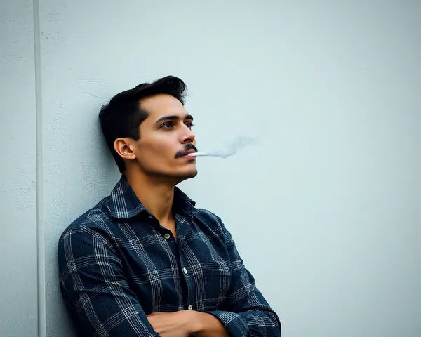 Smoking Man Against a Wall Background