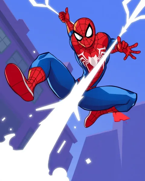 Spiderman Cartoon Image with Bold and Bright Colors