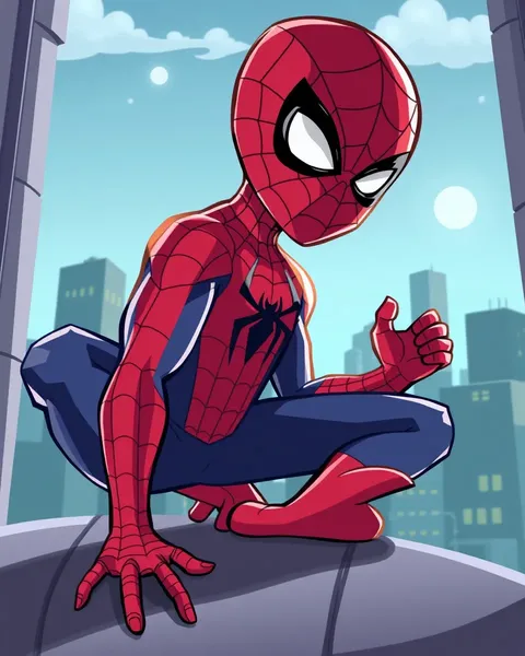 Spiderman Cartoon Image with Majestic and Powerful Stance