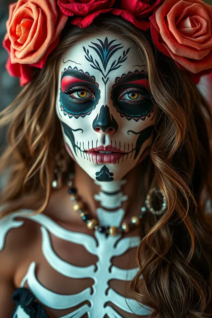 Sugar Skull Girl Poses Sexy Nude in Seductive Posture