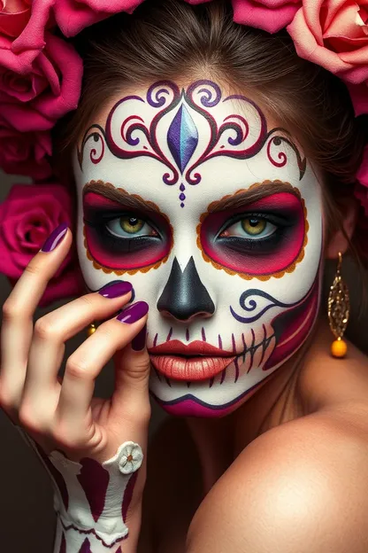 Sugar Skull Girl Struts Nude with Confident Sexy Flair