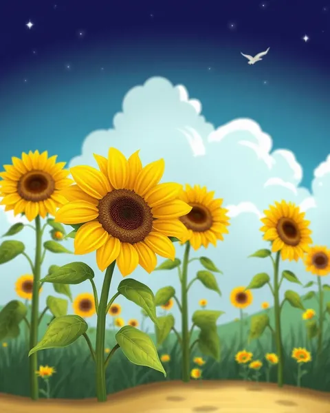 Sunflower Cartoon Images for Children's Storybooks