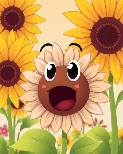 Sunflower Cartoon Images for Educational Materials