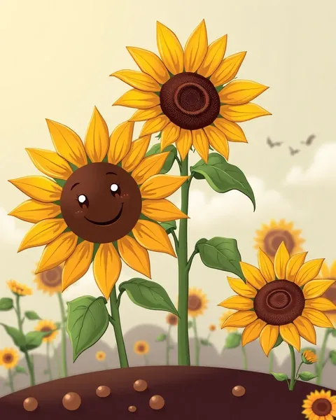 Sunflower Cartoon Pictures Happy and Uplifting Art