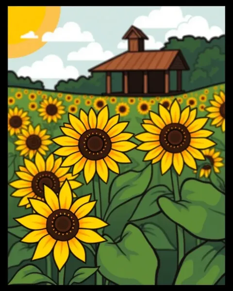 Sunflowers in Pictures with Cartoon Style Delight