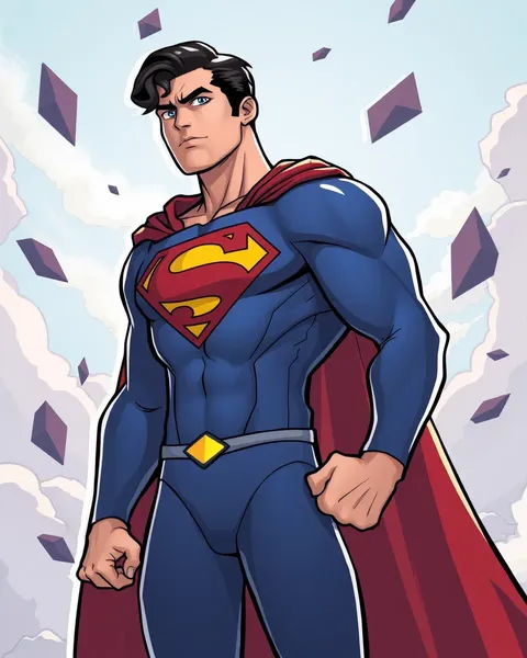 Superman's Cartoon Images in Action-Filled Superhero Scenes