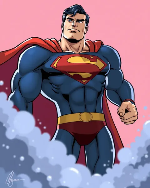 Superman's Cartoon Images in Various Comic Book Scenes