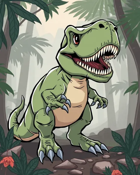 T Rex Cartoon Image: Colorful Cartoon Tyrannosaurus Rex