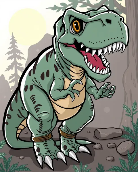 T-Rex Cartoon Images in Colorful Style