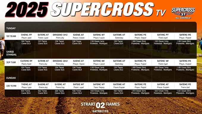 TV Schedule for 2025 Supercross Racing