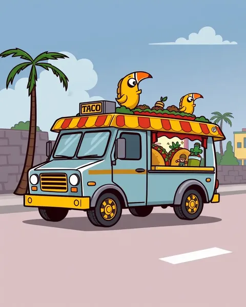 Tasty Taco Truck Cartoon Images for Snacks