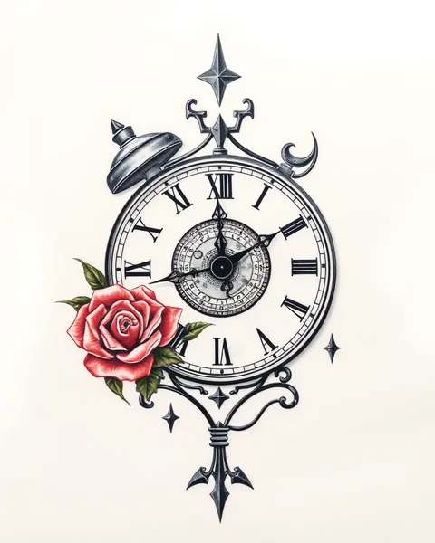 Tattoo Broken Clock: Broken Clock with Tattoo Design