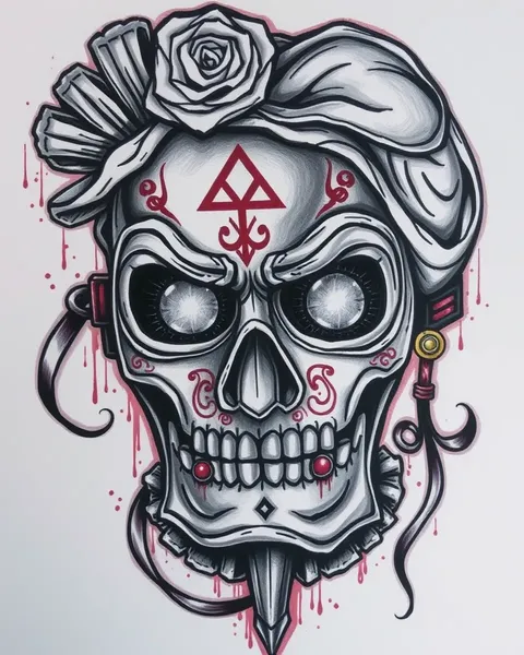 Tattoo Cool Drama Mask Drawing Conveys Emotional Depth