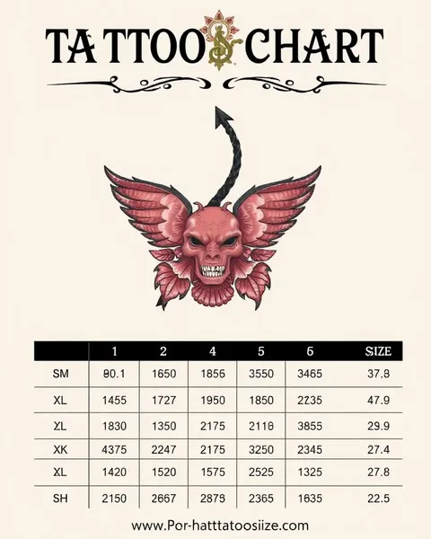 Tattoo Size Chart for Custom Body Art