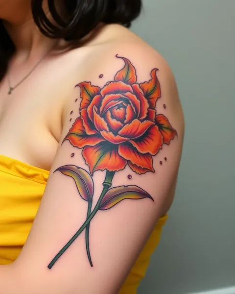 Tattoo of Carnation Flower Pattern