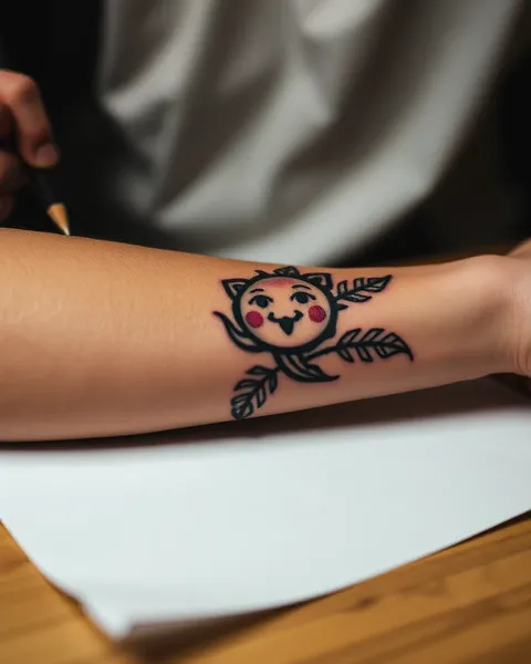 Tattoo of Paper on Human Skin