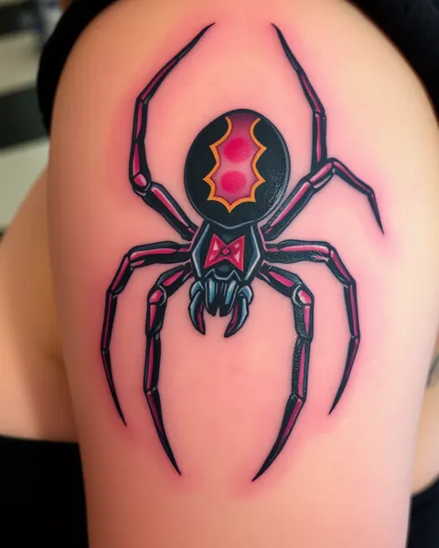 Tattoo of a Spider on Human Skin