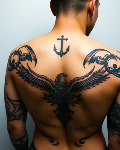 Tattoos Adorn Back's Upper Part